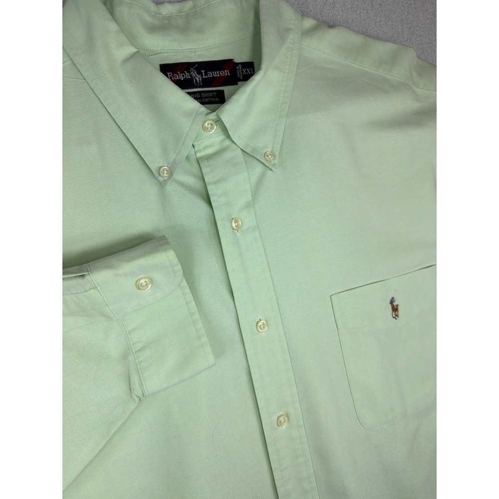 VTG 90s Ralph Lauren The Big Shirt XXL Mint Green Button Down Oxford Pony
